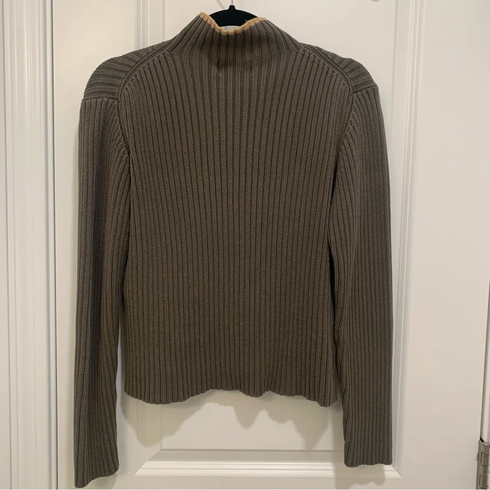Woolrich Vintage Women's Green w/ Tan Trim 1/4 Zip Pullover Sweater Size Small
